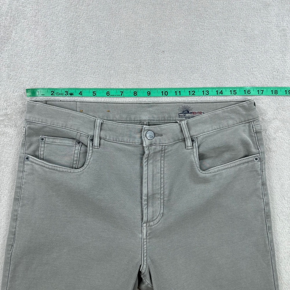 Faherty Pants Mens 33x32 (Fits 33x29) Grey 5-Pocket Straight Leg Cotton Blend - Picture 8 of 12